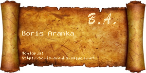 Boris Aranka névjegykártya